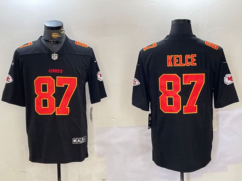 Men Kansas City Chiefs 87 Kelce Black 2024 Nike Vapor Limited NFL Jersey style 1